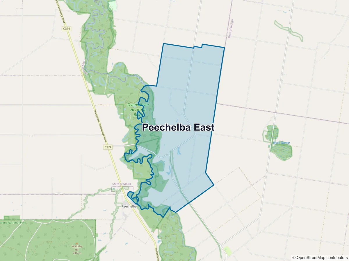Map of Peechelba East, VIC, Australia