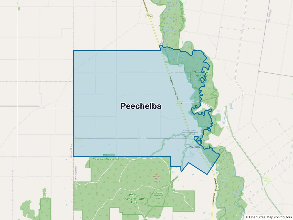 Map of Peechelba, VIC, Australia
