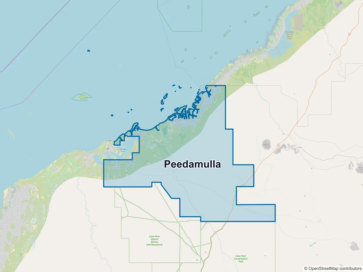 Map of Peedamulla, WA, Australia