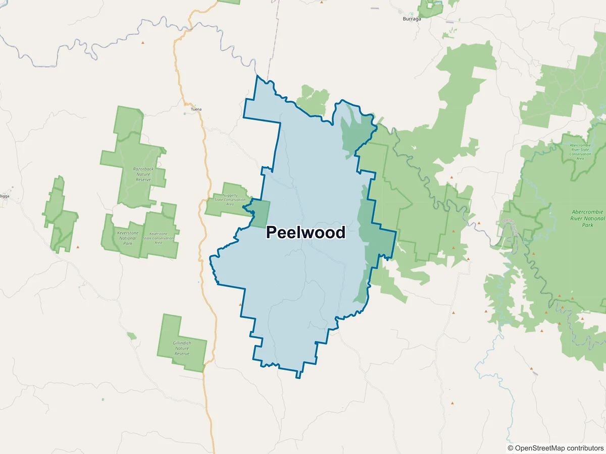 Map of Peelwood, NSW, Australia
