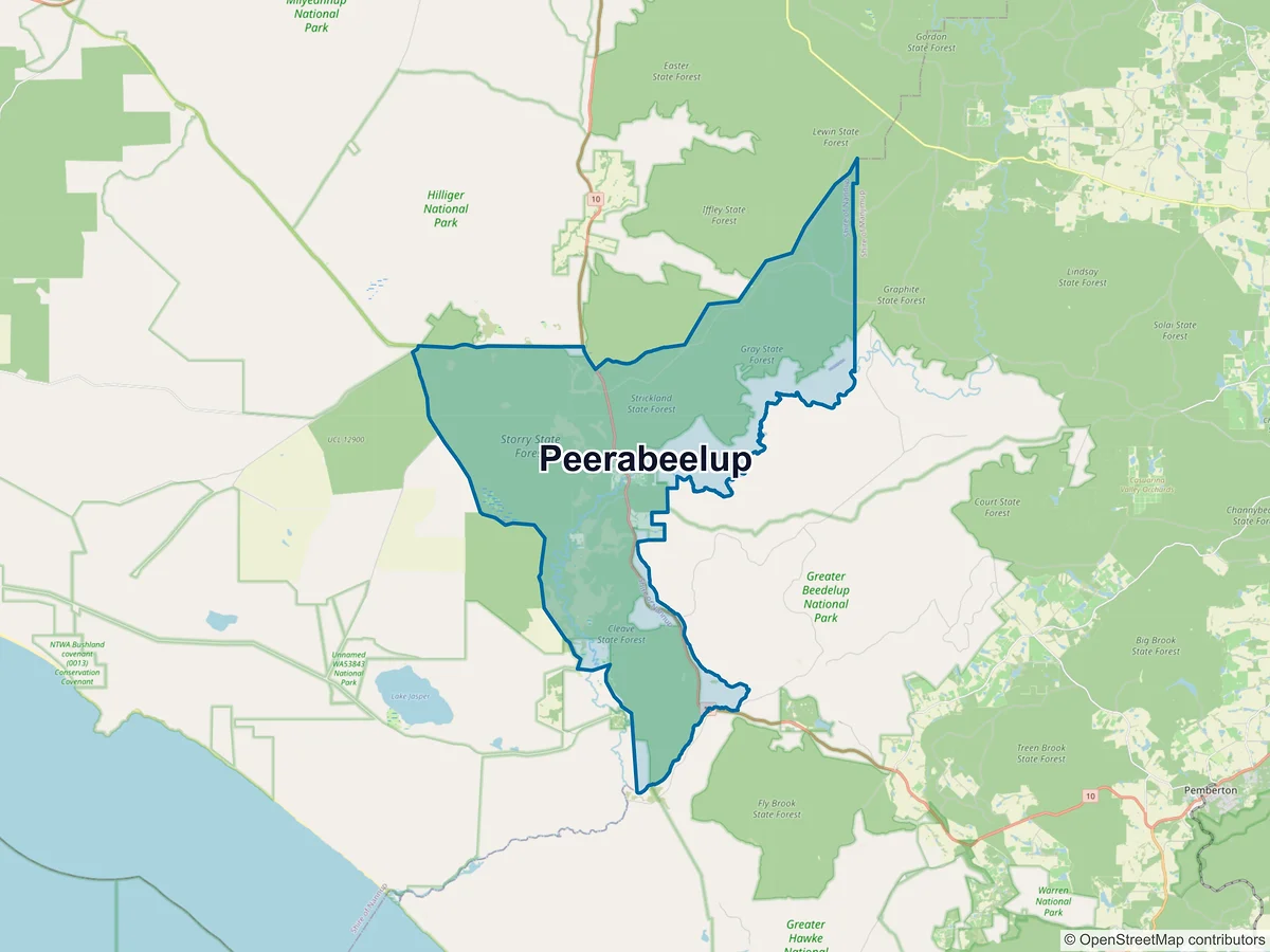 Map of Peerabeelup, WA, Australia