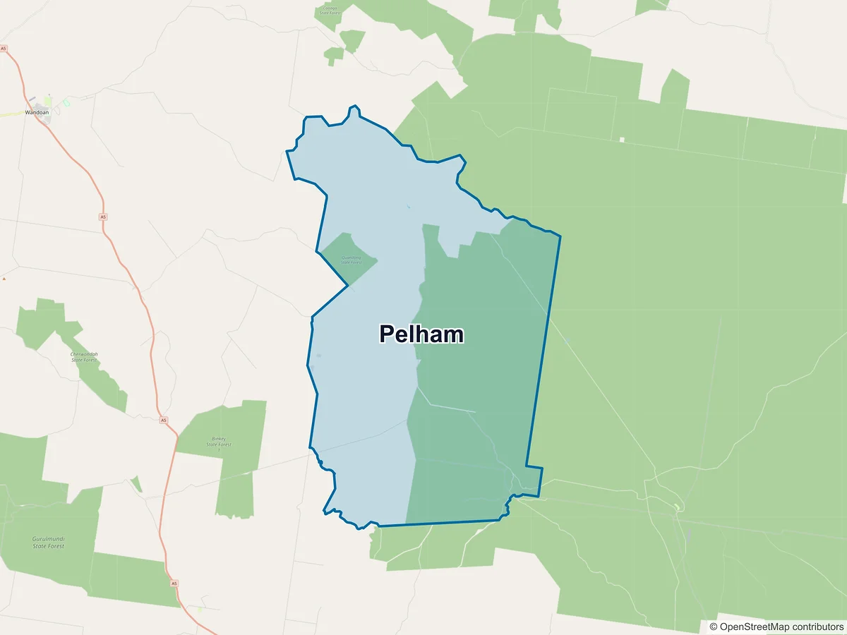 Map of Pelham, QLD, Australia