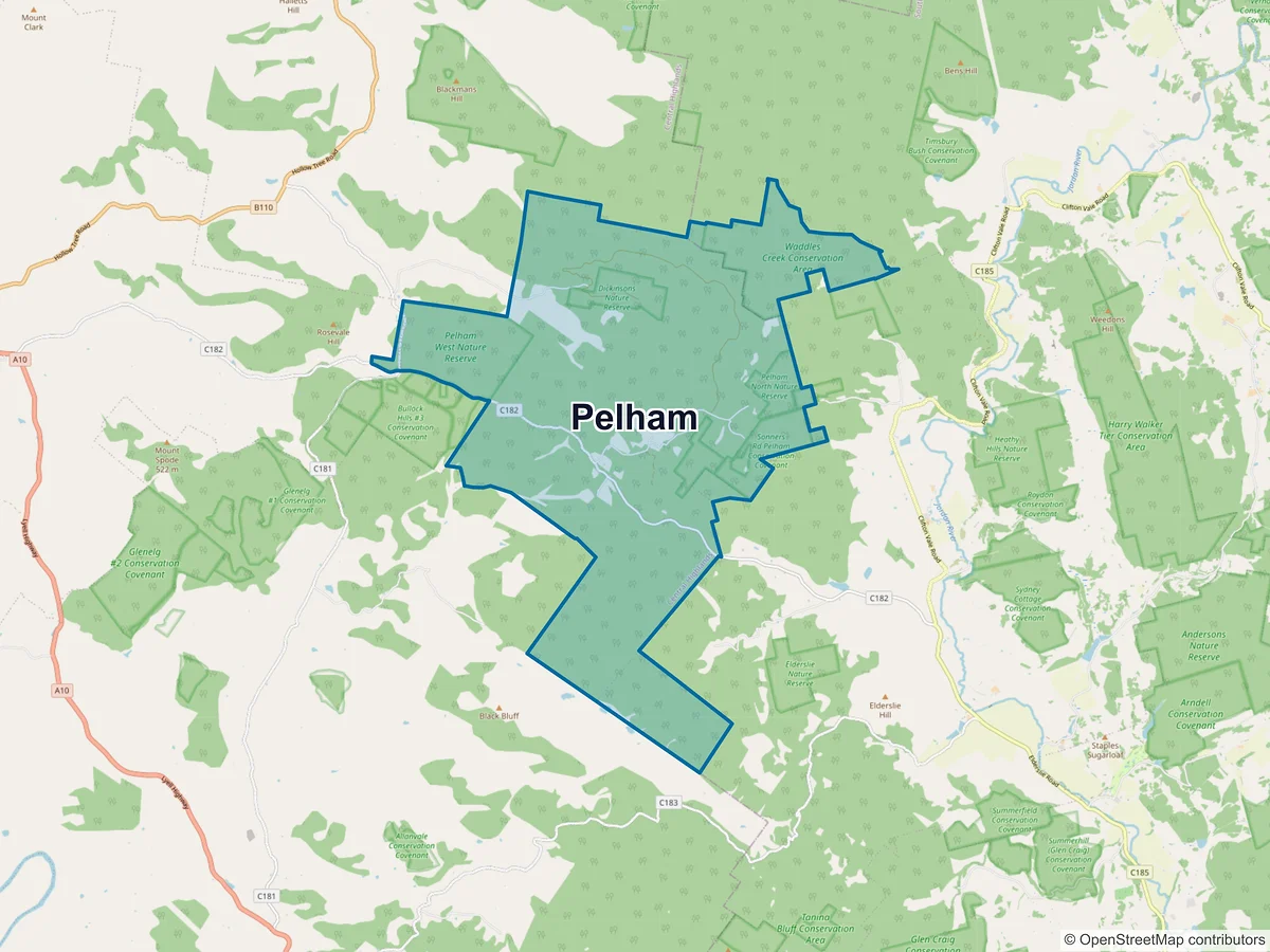 Map of Pelham, TAS, Australia