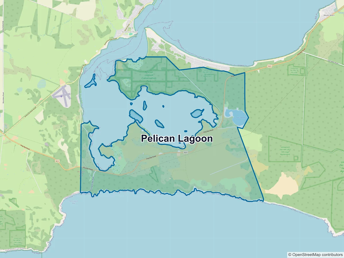 Map of Pelican Lagoon, SA, Australia