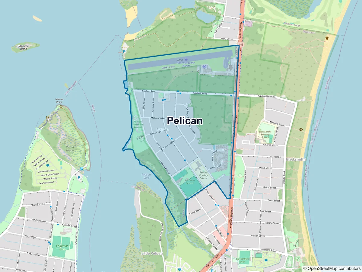 Map of Pelican, NSW, Australia