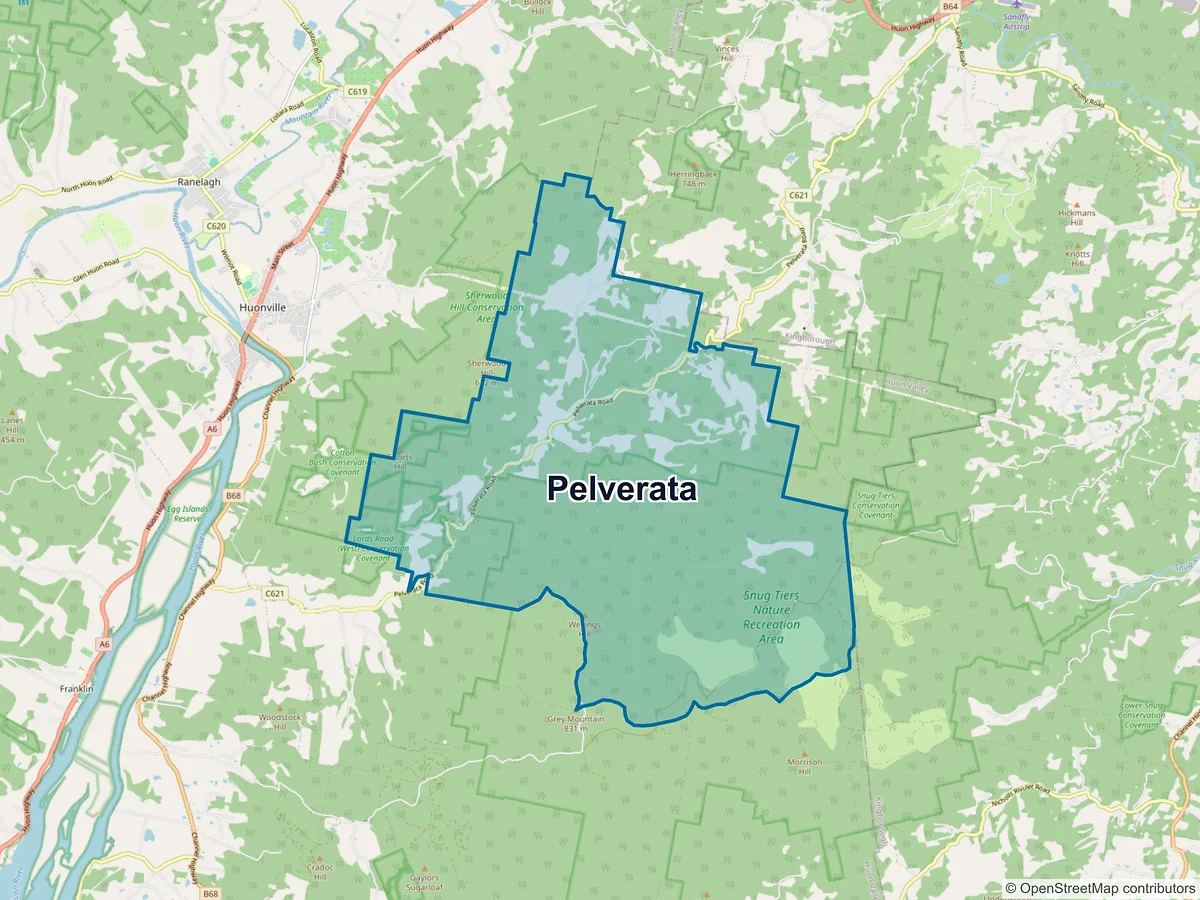 Map of Pelverata, TAS, Australia