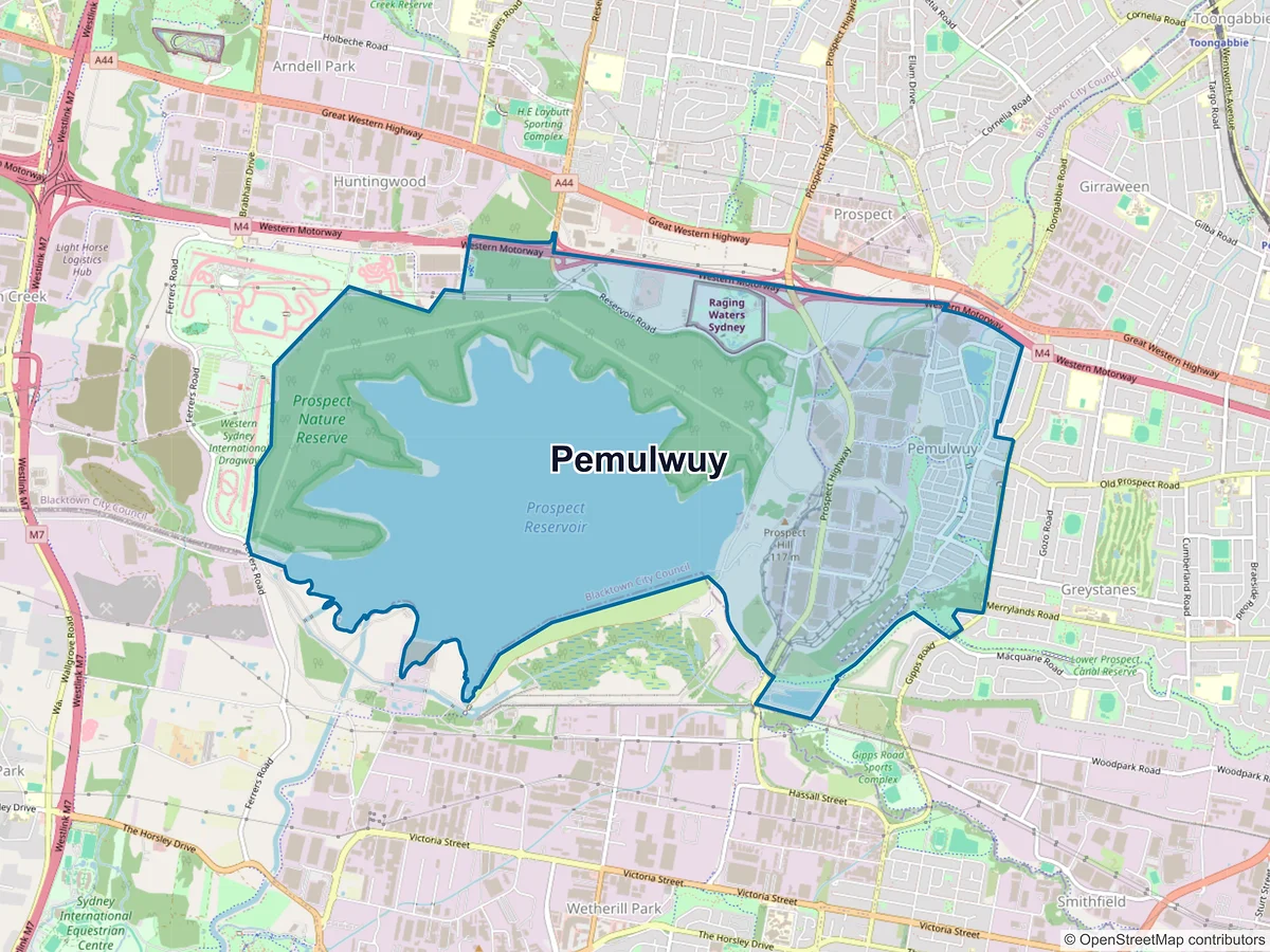 Map of Pemulwuy, NSW, Australia