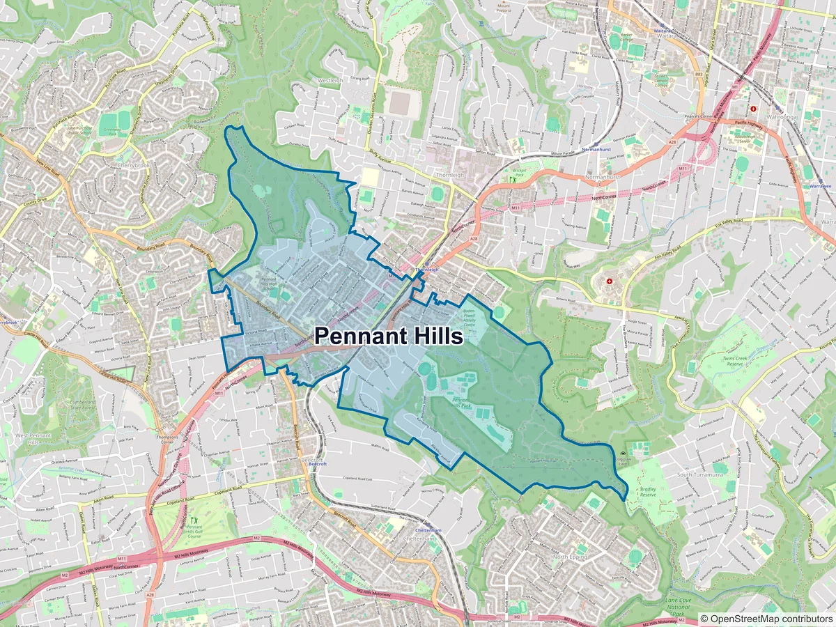 Map of Pennant Hills, NSW, Australia