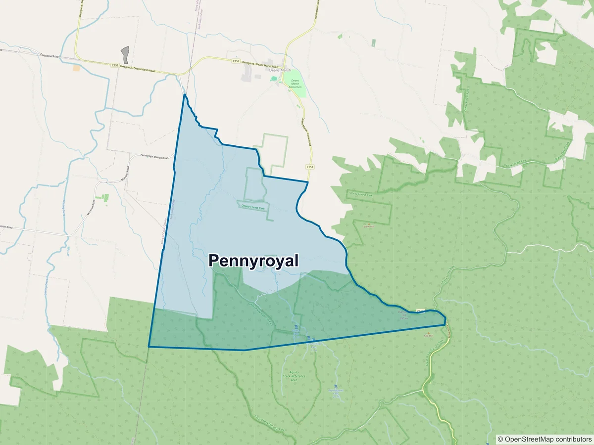 Map of Pennyroyal, VIC, Australia