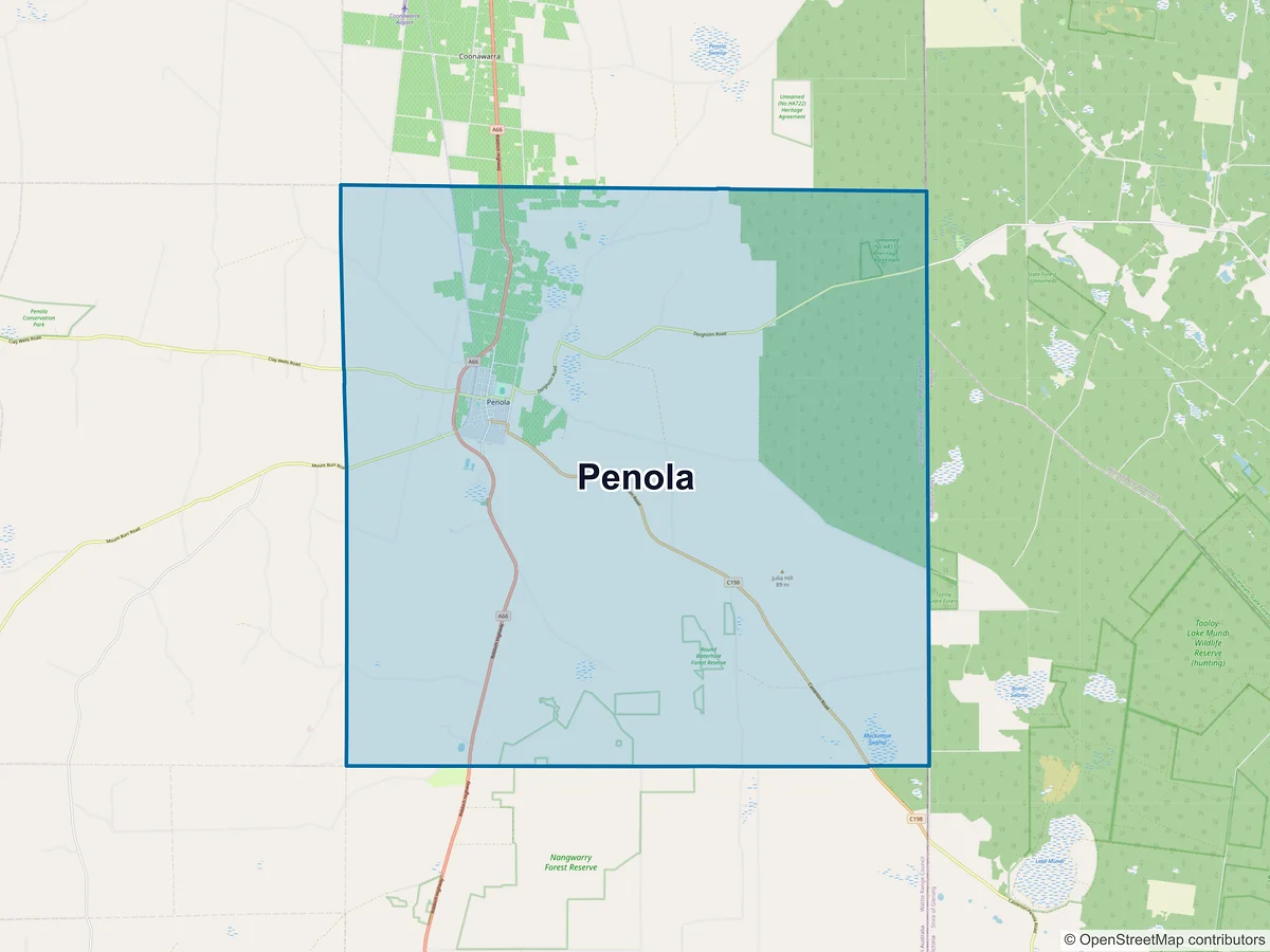 Map of Penola, SA, Australia