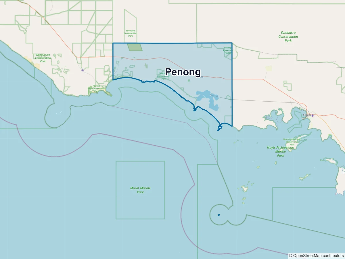 Map of Penong, SA, Australia