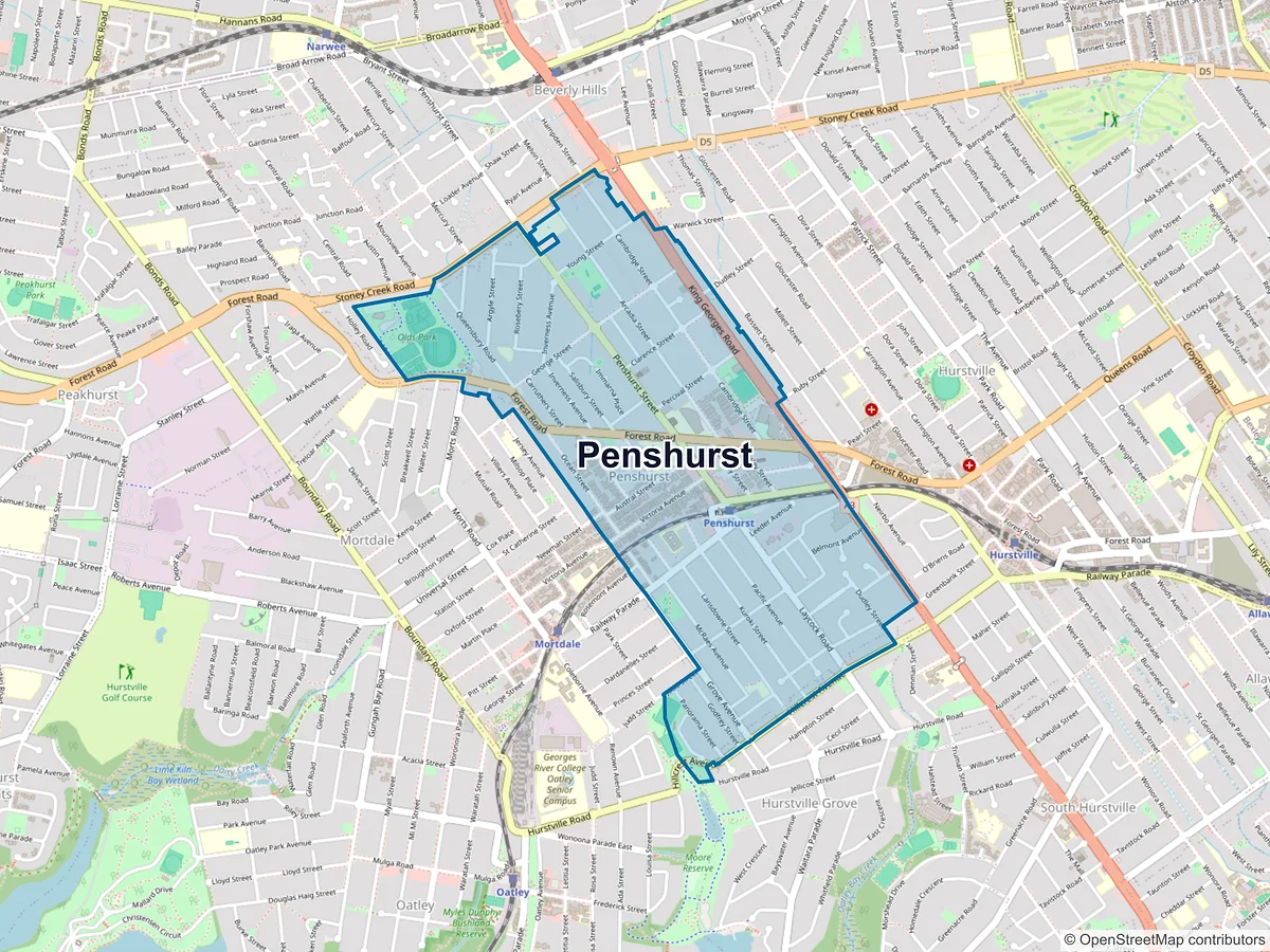 Map of Penshurst, NSW, Australia