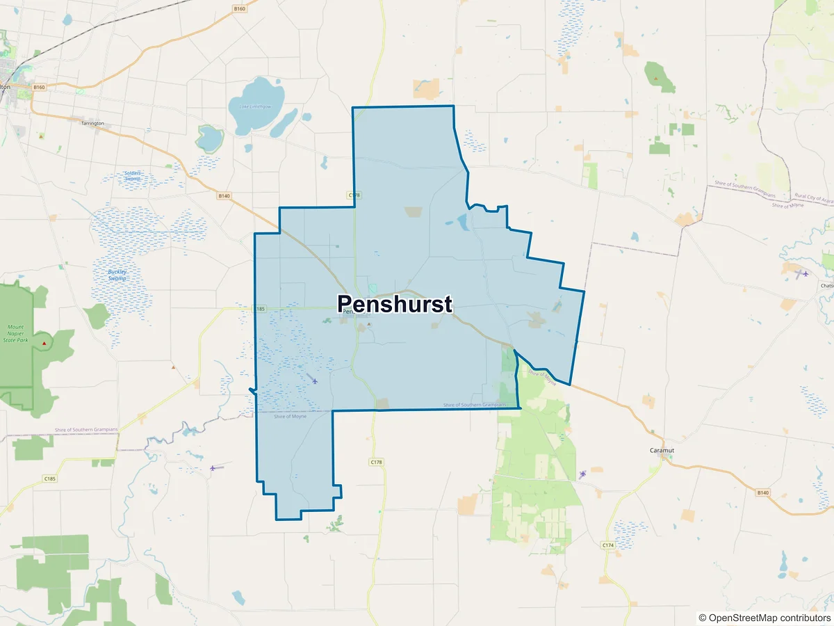 Map of Penshurst, VIC, Australia