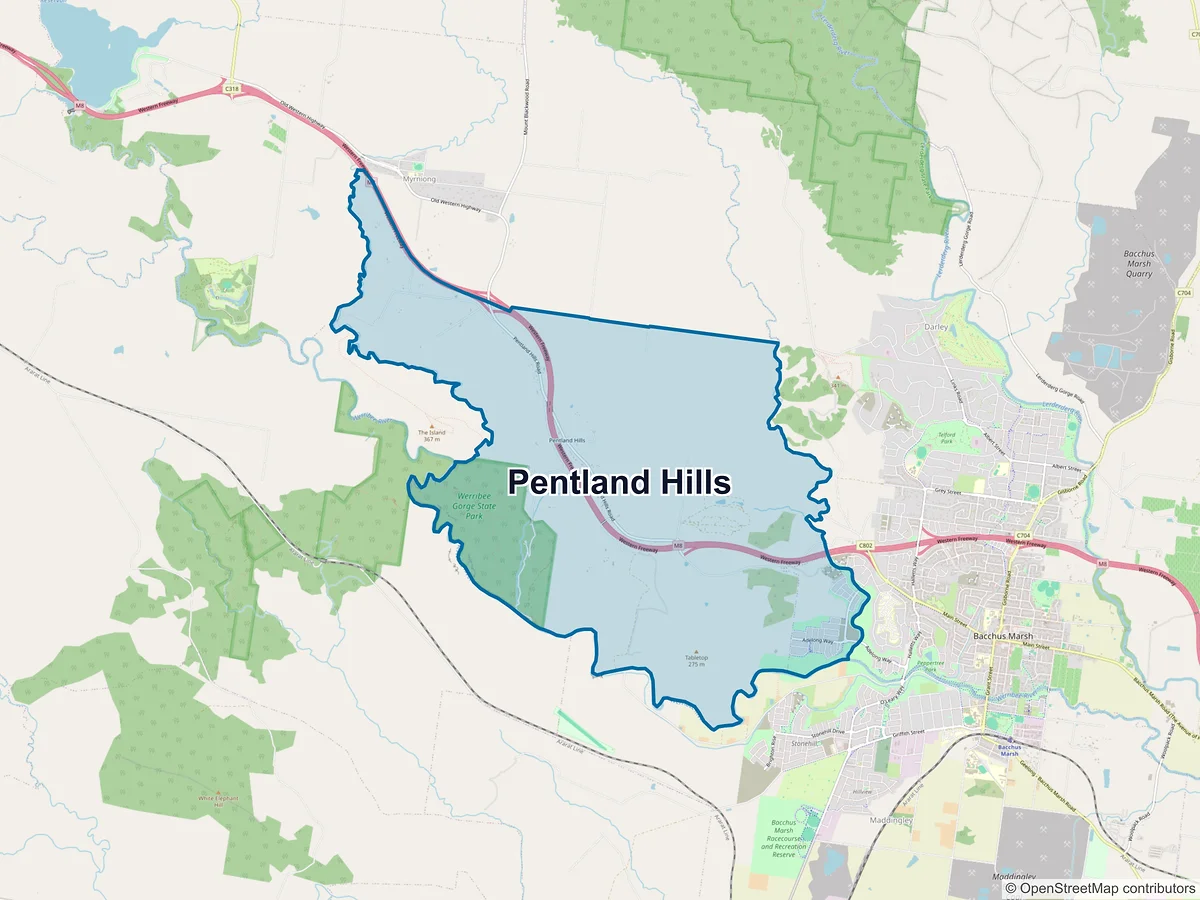 Map of Pentland Hills, VIC, Australia