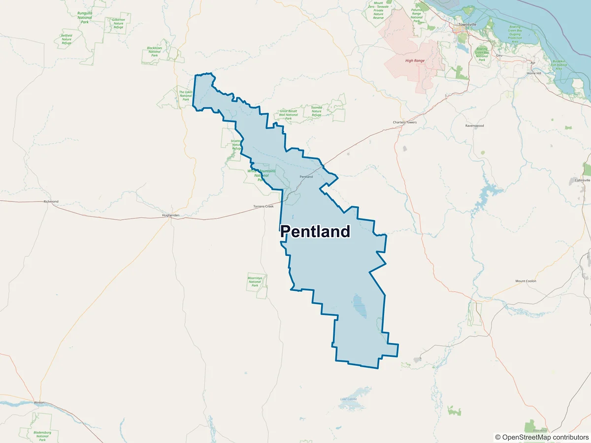 Map of Pentland, QLD, Australia