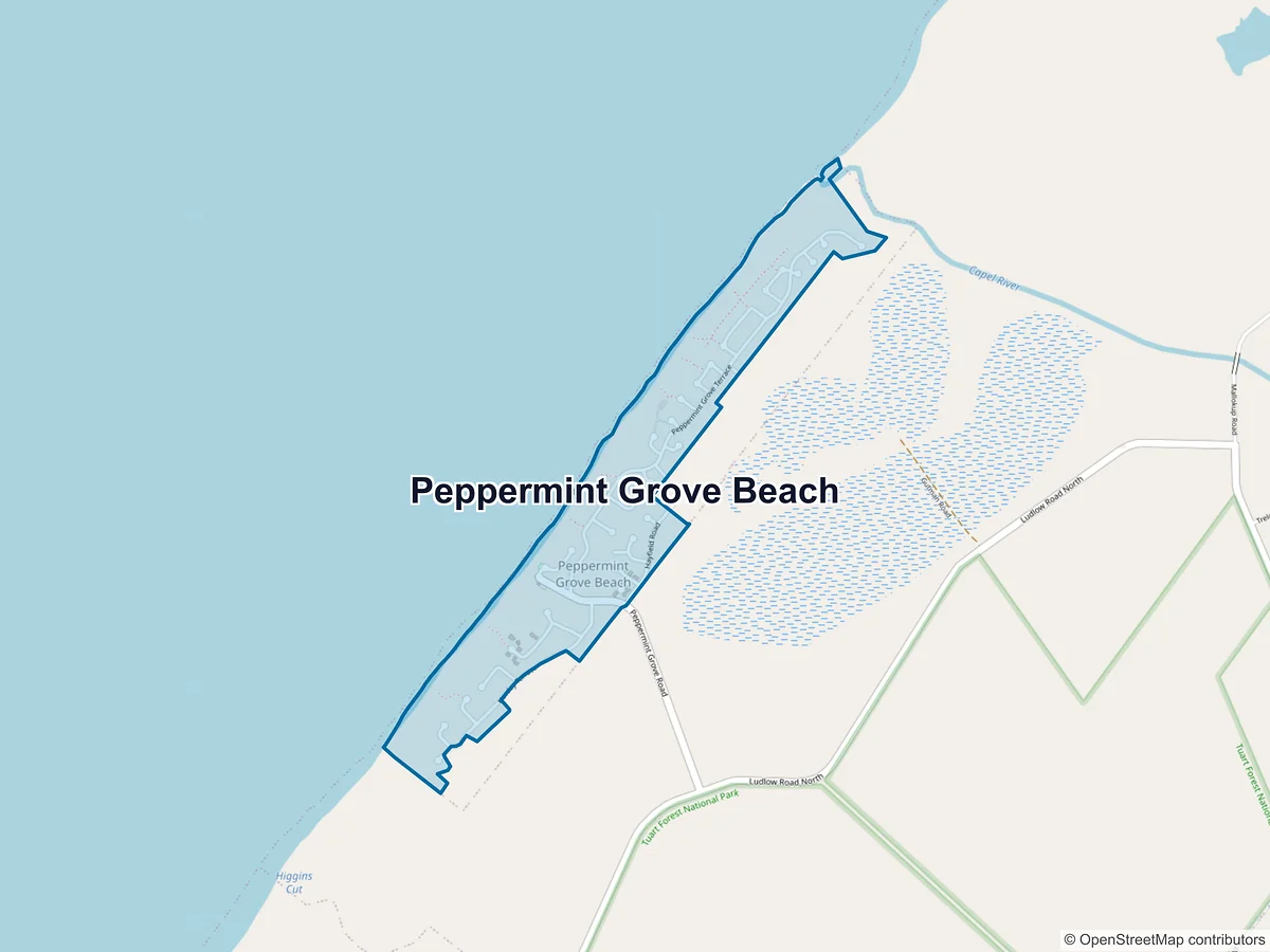 Map of Peppermint Grove Beach, WA, Australia