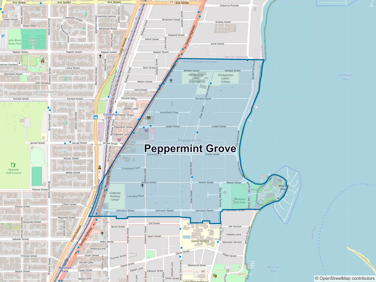 Map of Peppermint Grove, WA, Australia