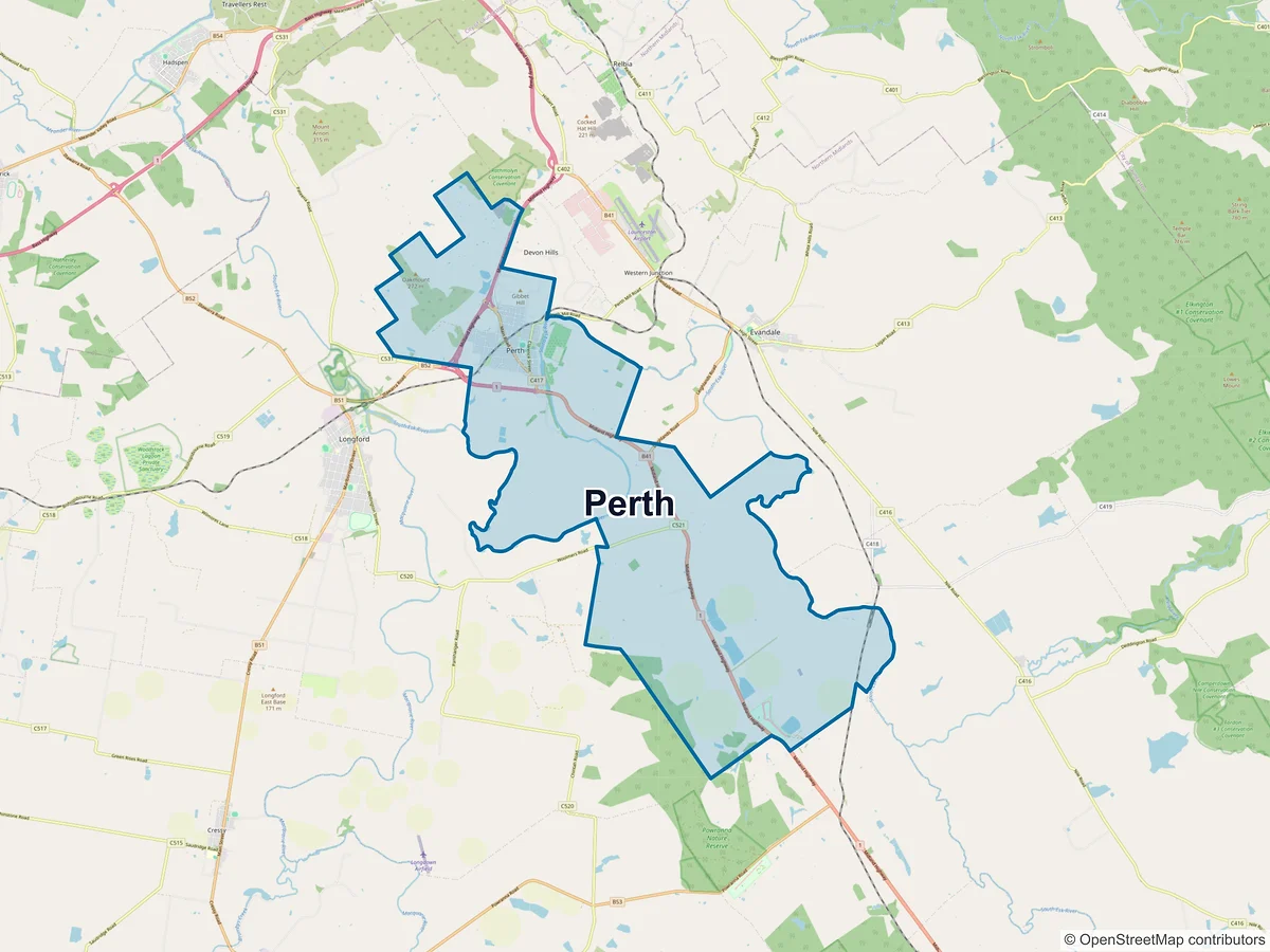 Map of Perth, TAS, Australia