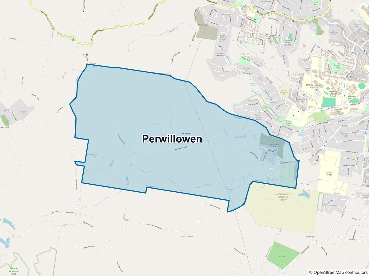 Map of Perwillowen, QLD, Australia
