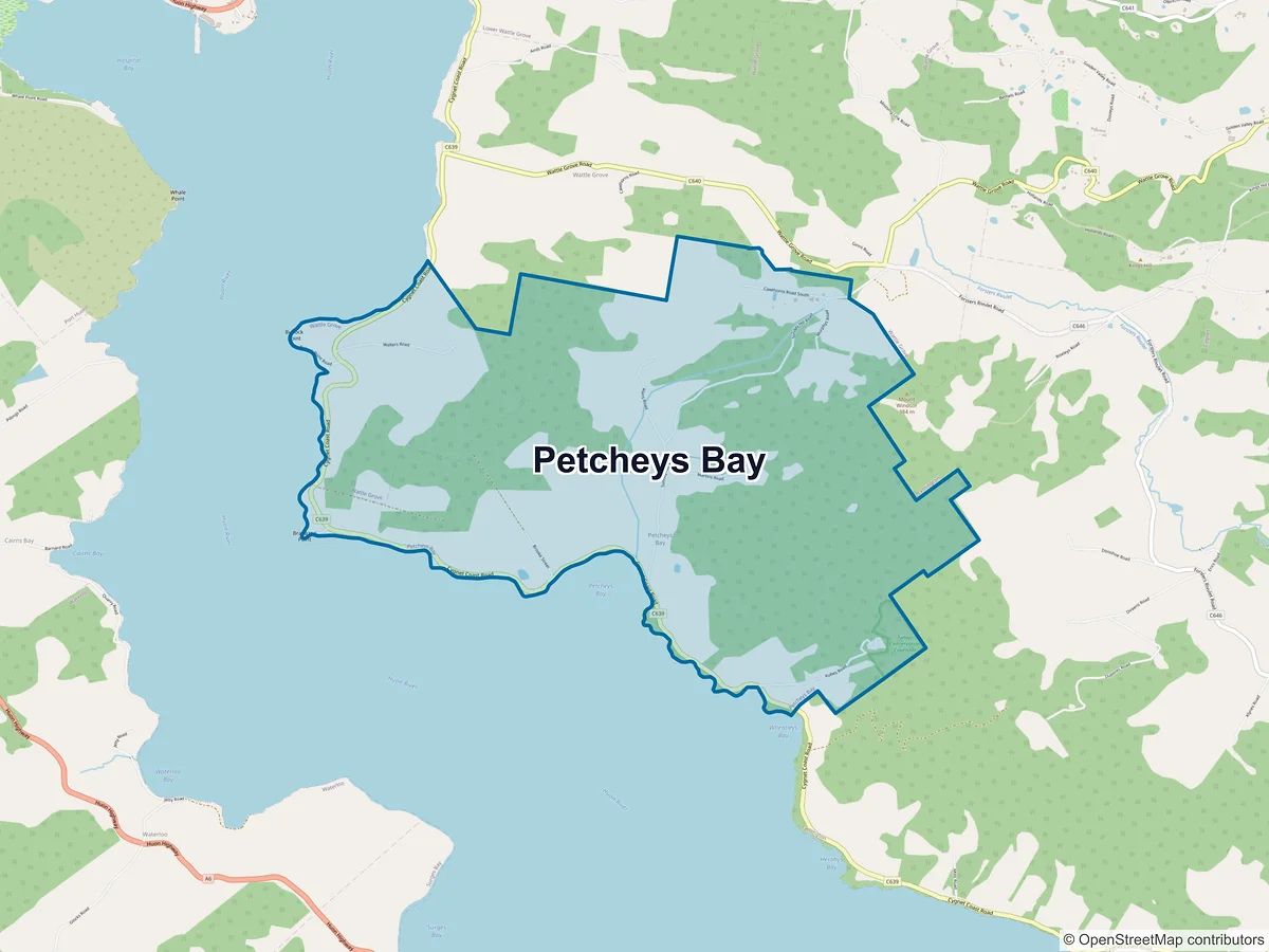 Map of Petcheys Bay, TAS, Australia