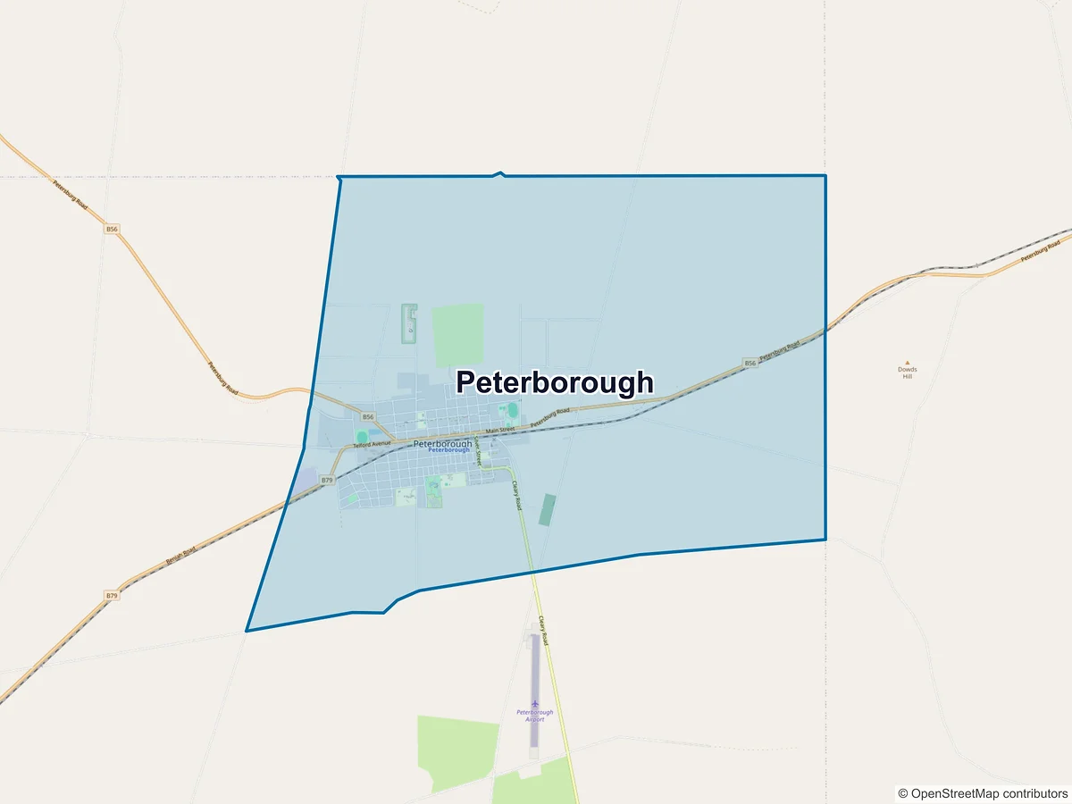 Map of Peterborough, SA, Australia
