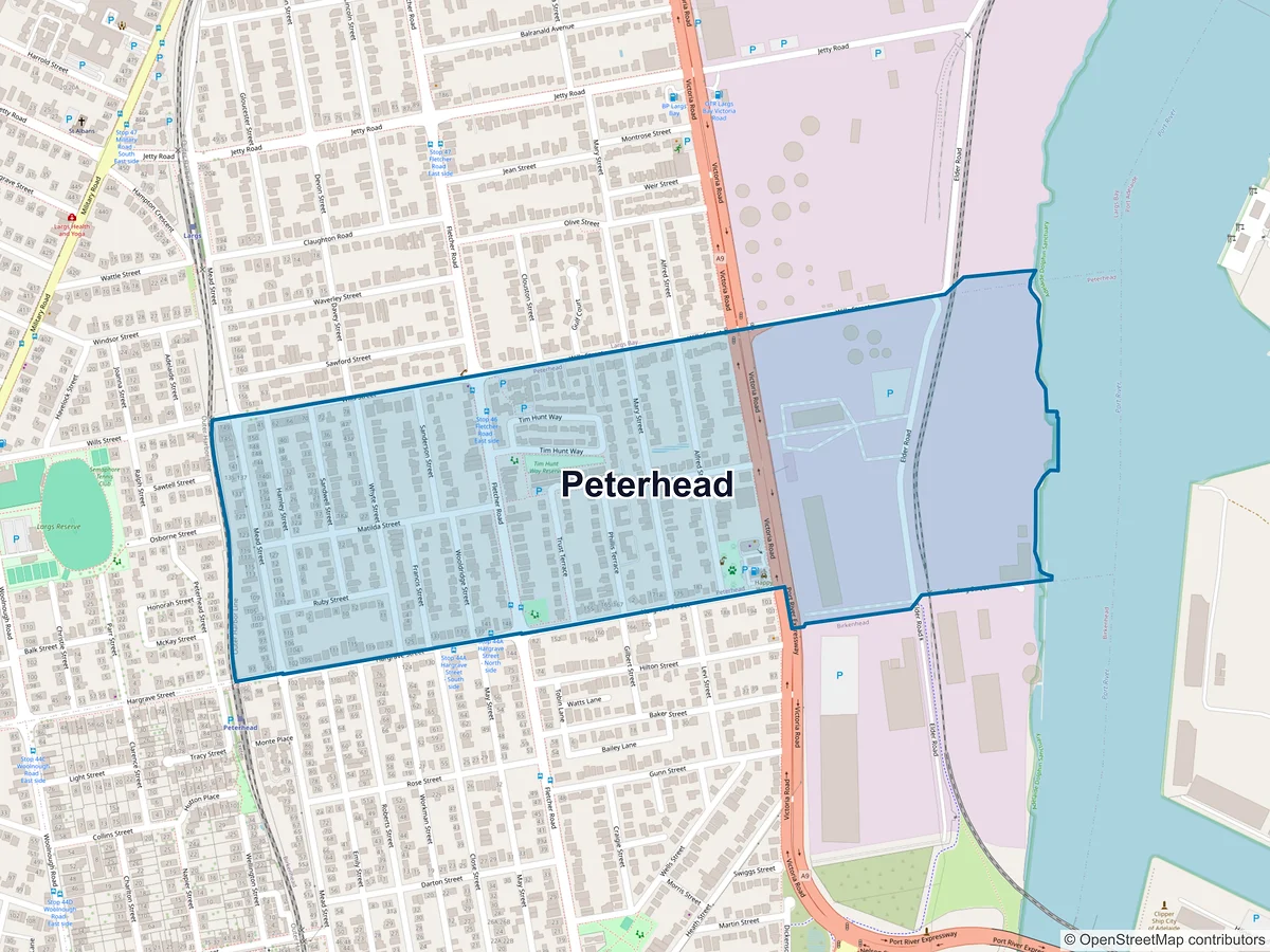 Map of Peterhead, SA, Australia