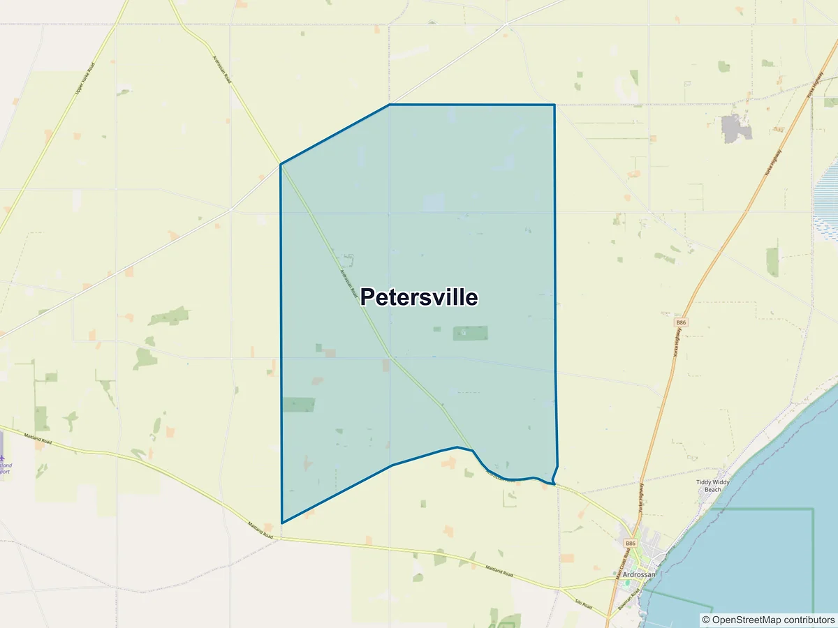 Map of Petersville, SA, Australia