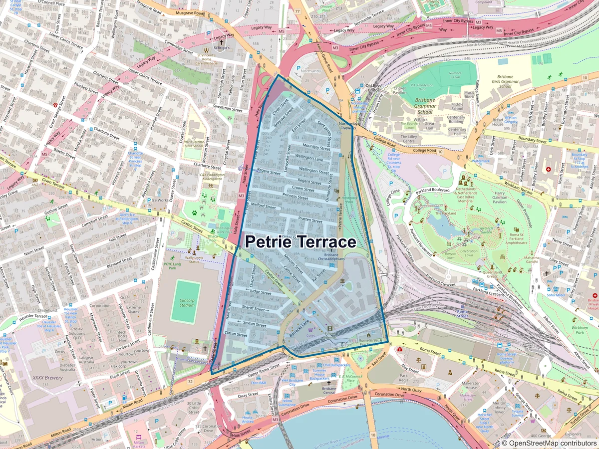 Map of Petrie Terrace, QLD, Australia