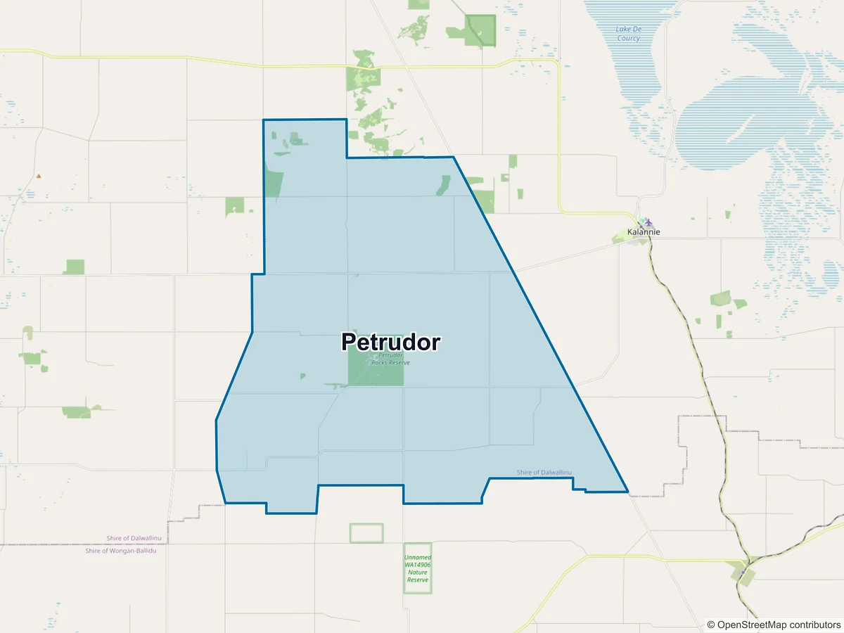 Map of Petrudor, WA, Australia