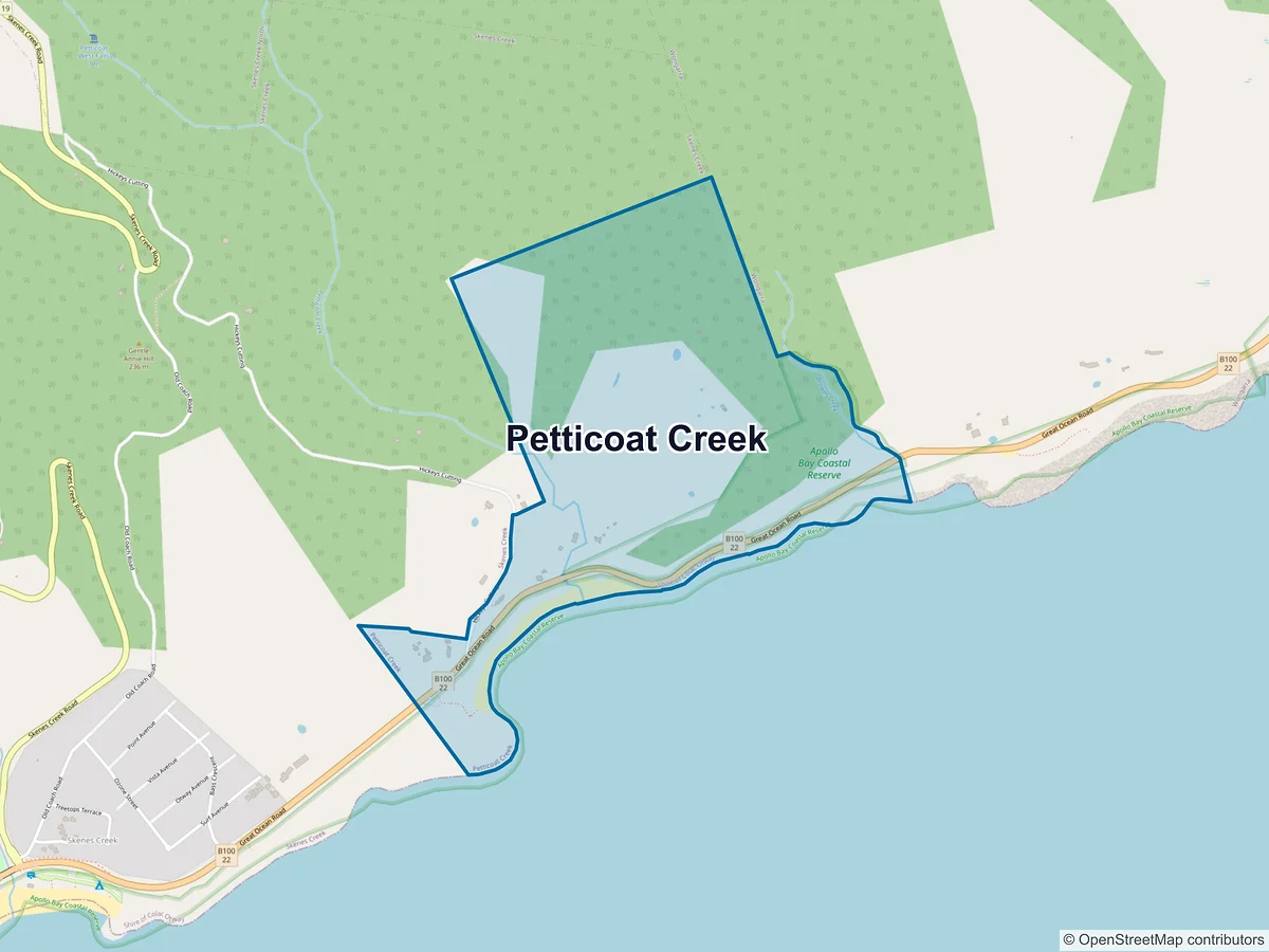 Map of Petticoat Creek, VIC, Australia