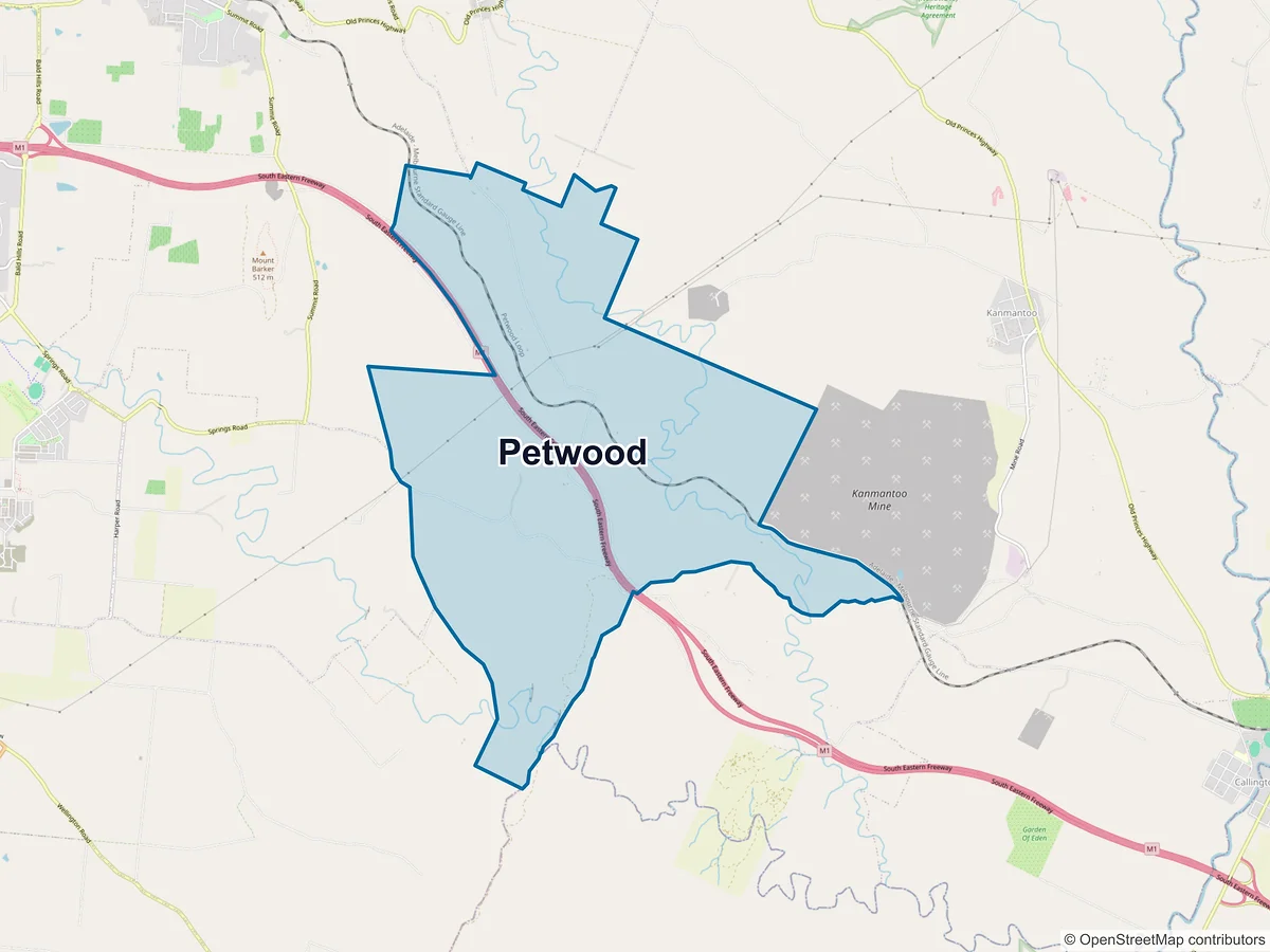 Map of Petwood, SA, Australia