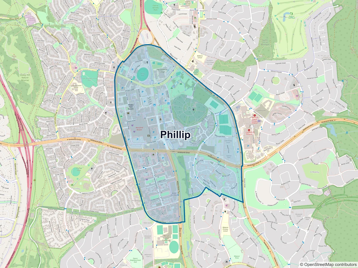 Map of Phillip, ACT, Australia