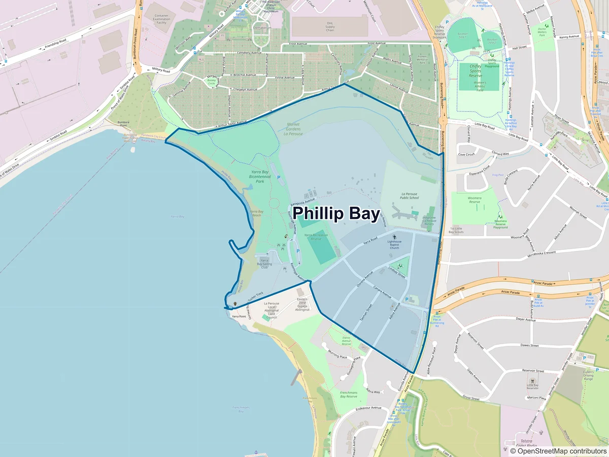 Map of Phillip Bay, NSW, Australia