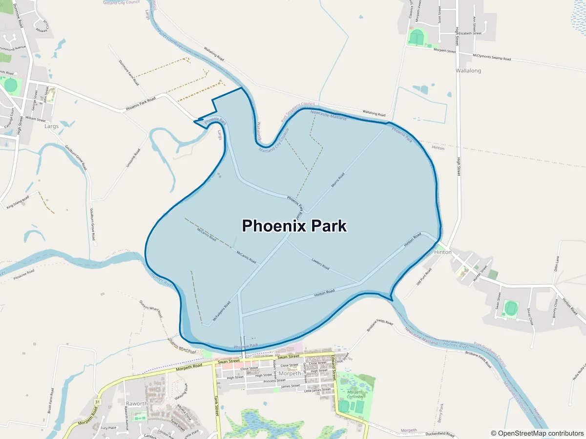 Map of Phoenix Park, NSW, Australia