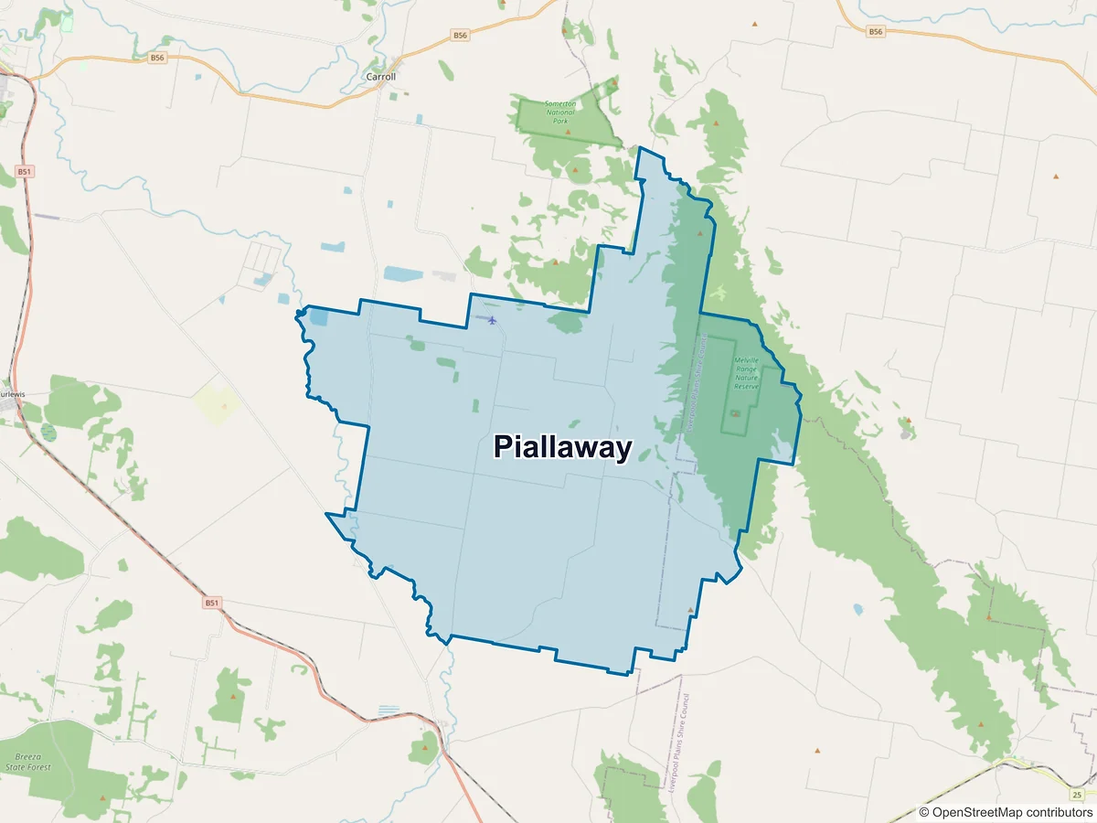 Map of Piallaway, NSW, Australia