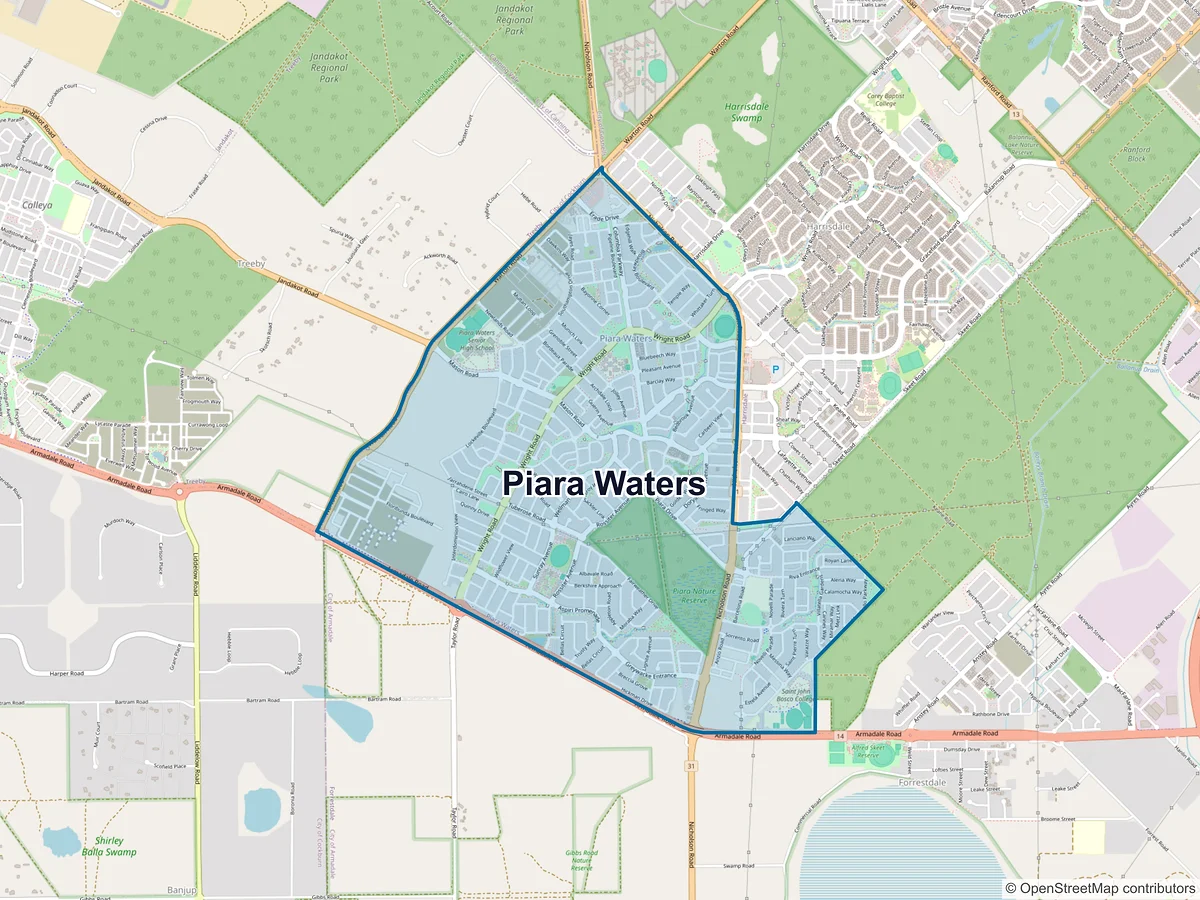 Map of Piara Waters, WA, Australia