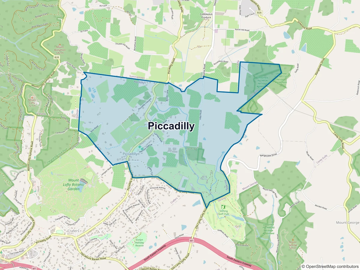 Map of Piccadilly, SA, Australia