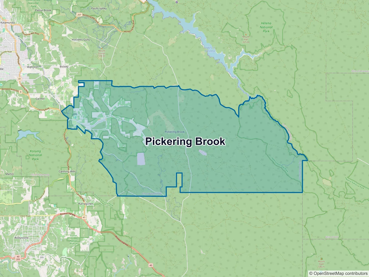 Map of Pickering Brook, WA, Australia