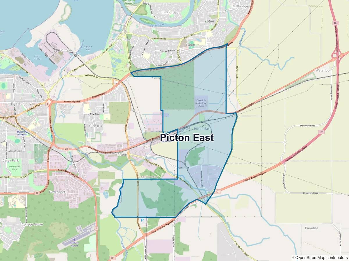 Map of Picton East, WA, Australia
