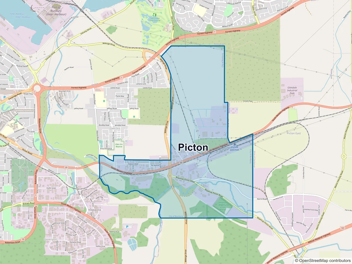 Map of Picton, WA, Australia