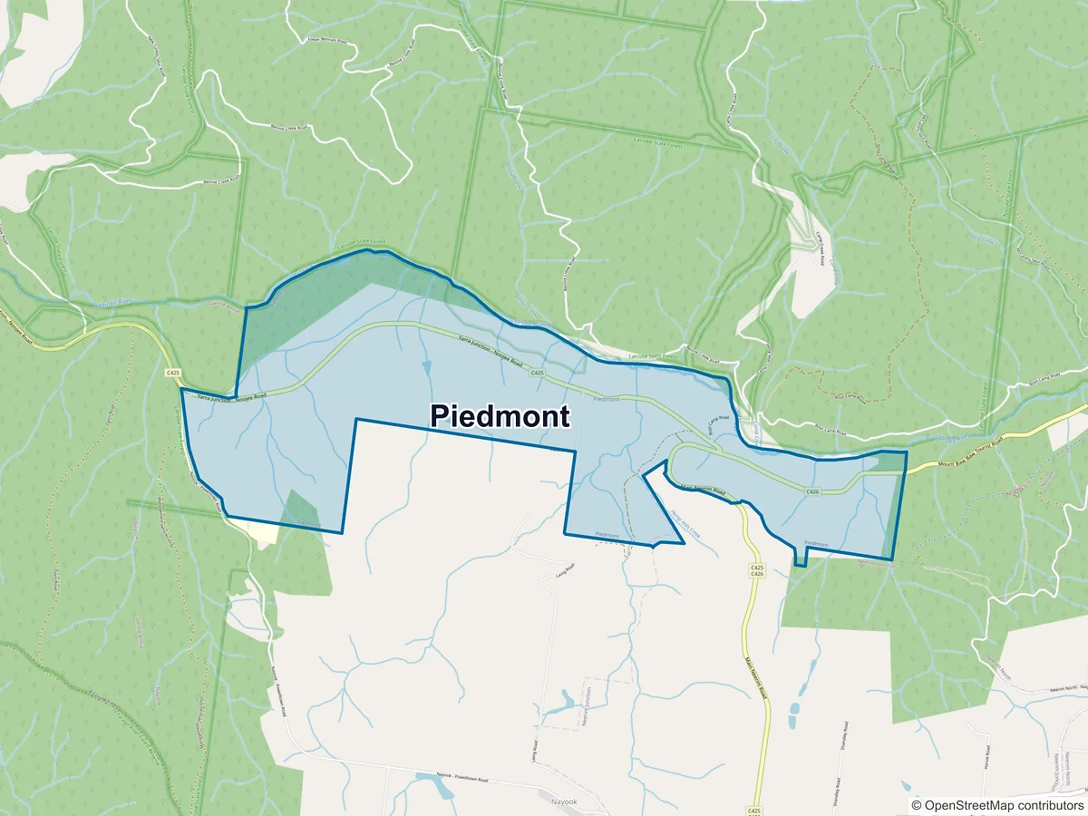 Map of Piedmont, VIC, Australia