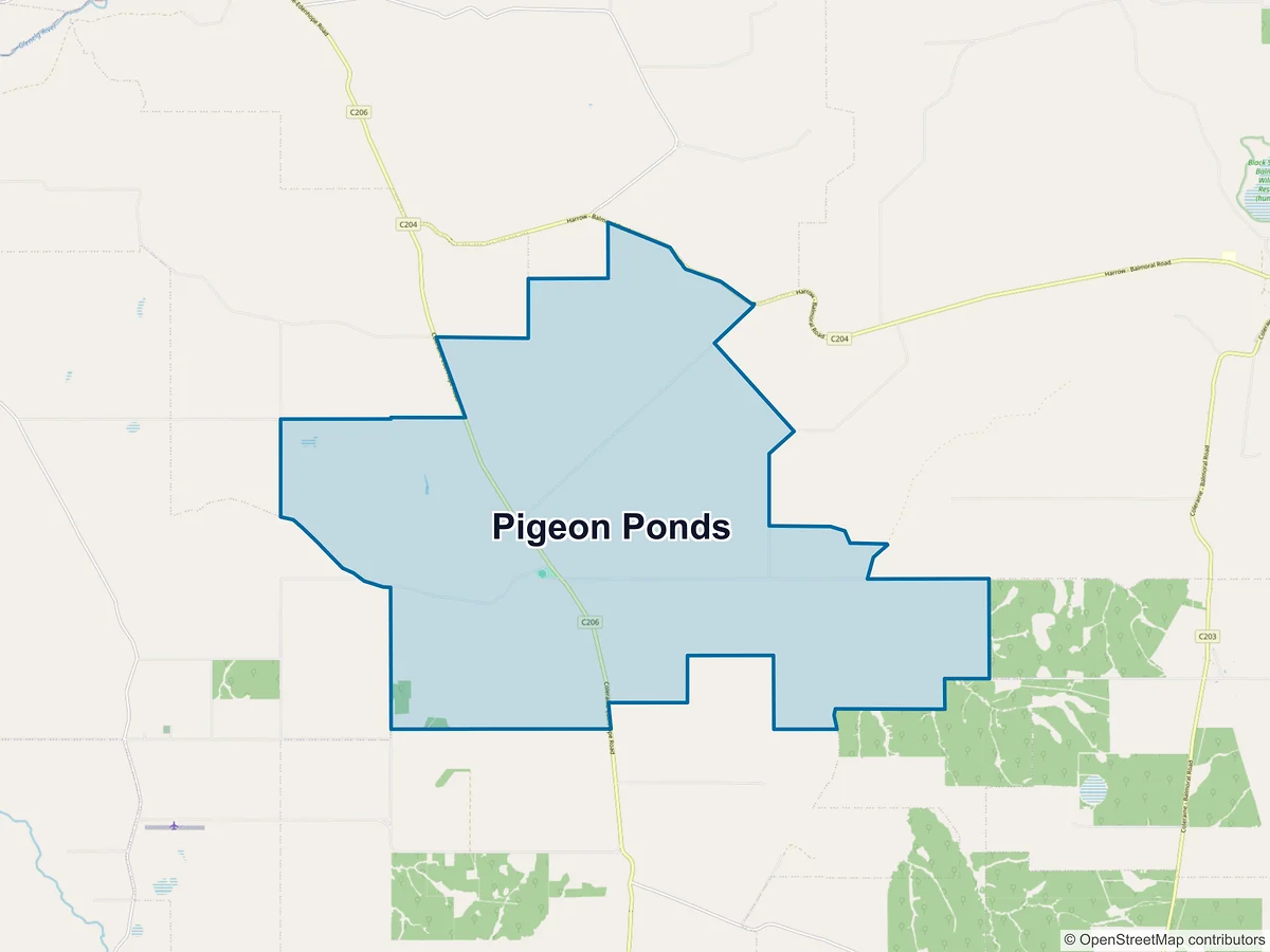 Map of Pigeon Ponds, VIC, Australia