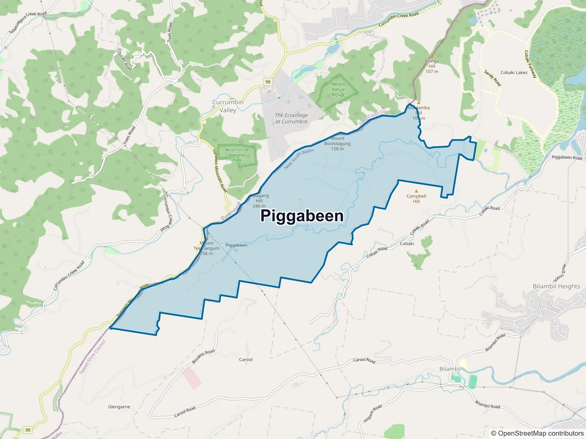 Map of Piggabeen, NSW, Australia
