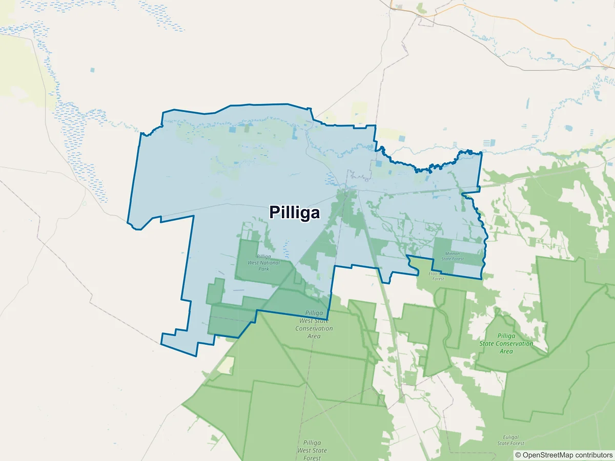 Map of Pilliga, NSW, Australia