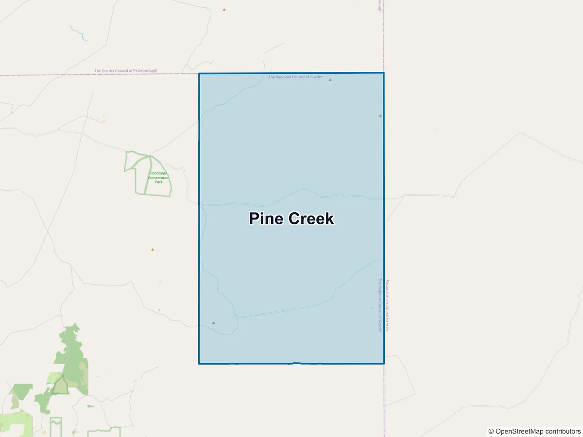 Map of Pine Creek, SA, Australia