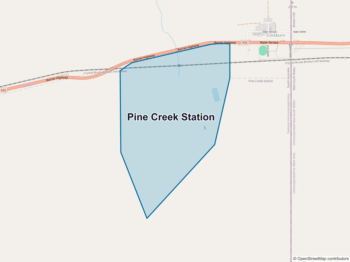 Map of Pine Creek Station, SA, Australia