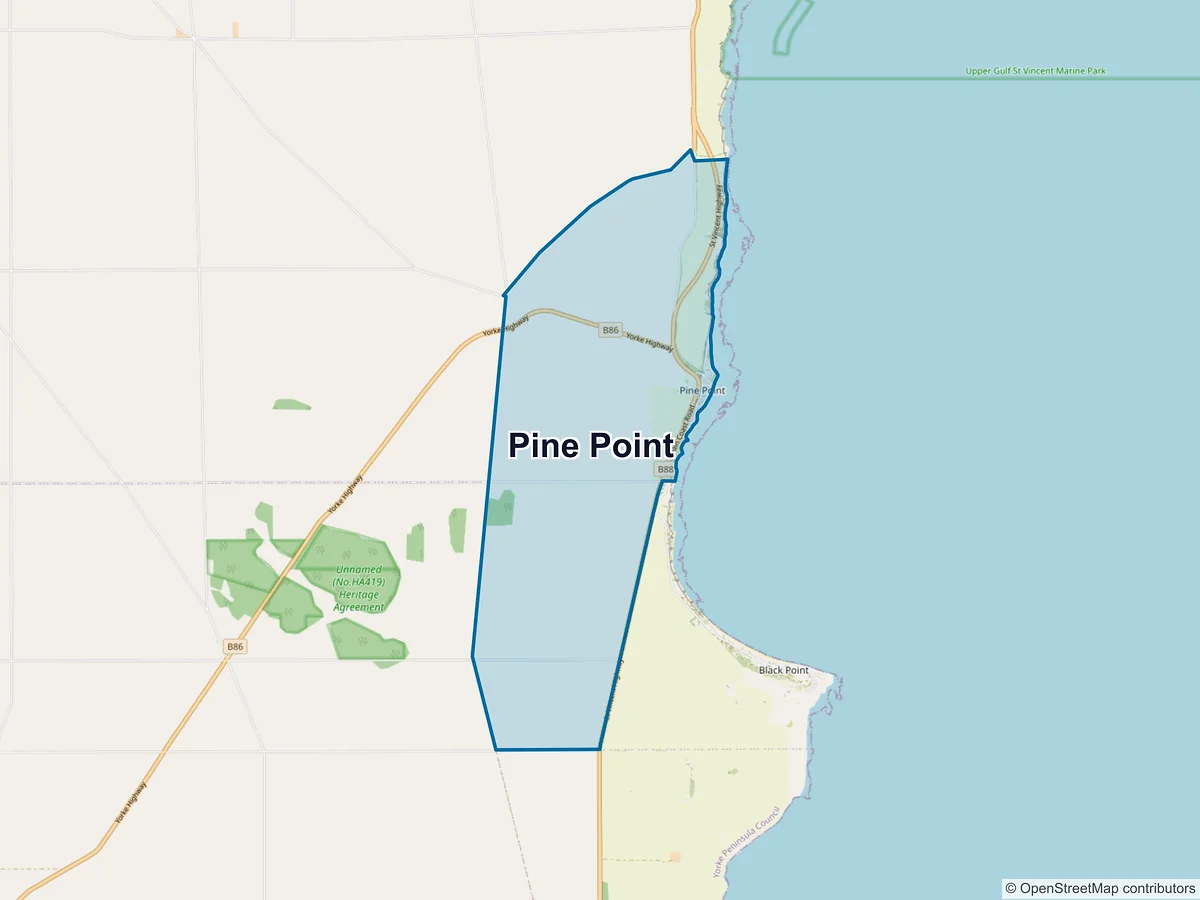 Map of Pine Point, SA, Australia