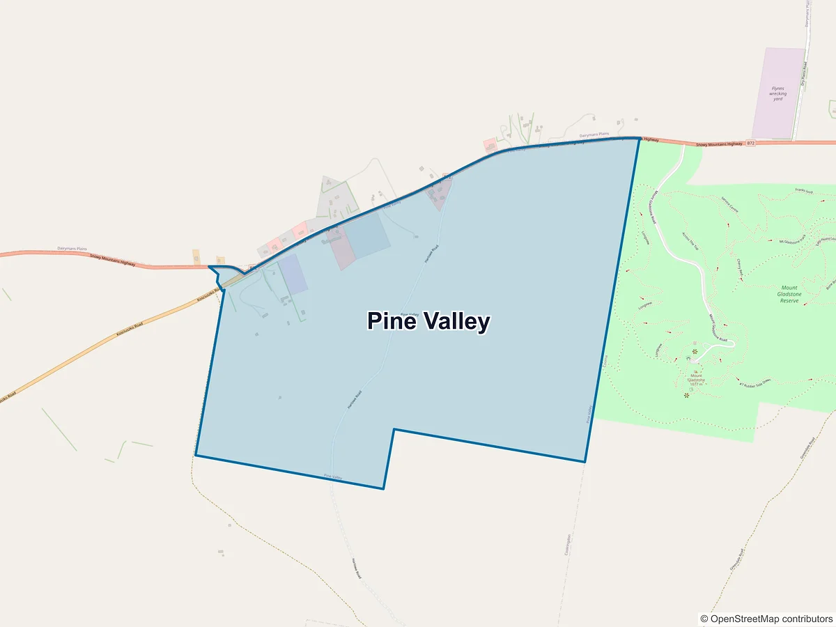Map of Pine Valley, NSW, Australia