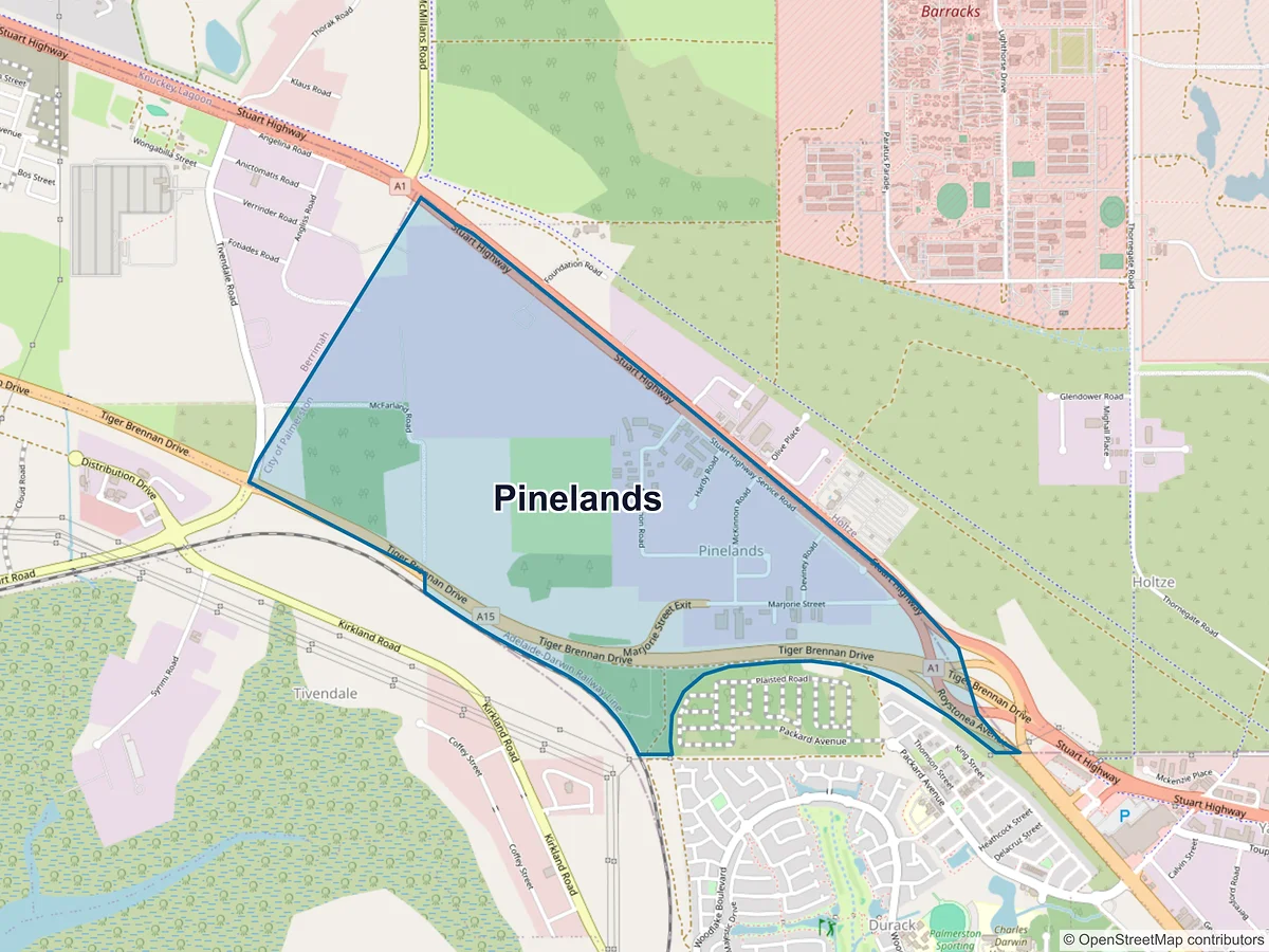 Map of Pinelands, NT, Australia