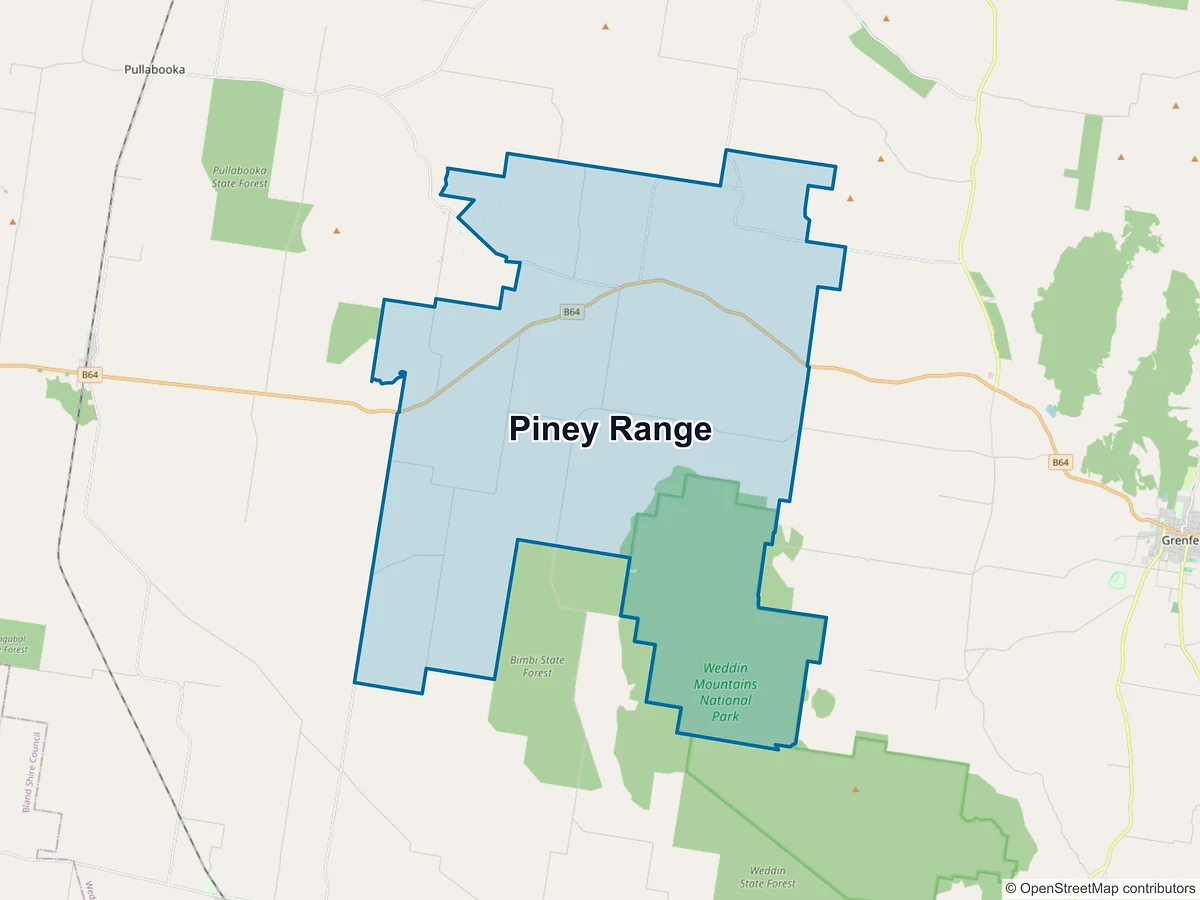 Map of Piney Range, NSW, Australia